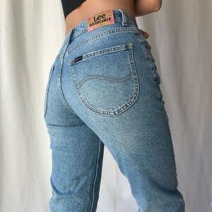 Lee x Daydreamer high waisted medium wash jeans.